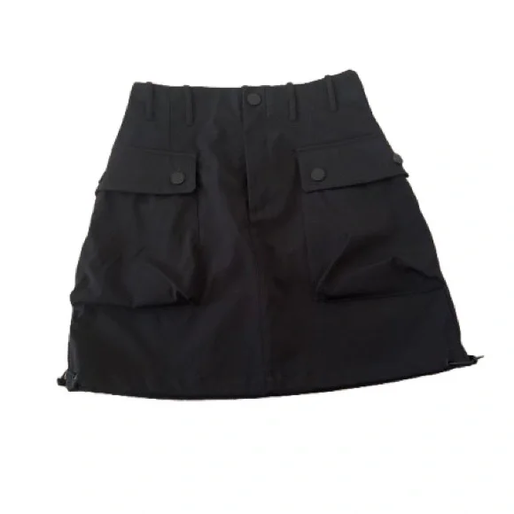 Zara Women’s Black Utility Mini Skirt Modern With Side Pocket Design Sz XS - Picture 5 of 7